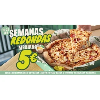 Pizzas Medianas Papa Johns a 5€