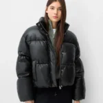 Cazadora Puffy Efecto Piel de Bershka