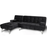 Sofá Chaise Longue AROA-XS Negro Terciopelo 198x150cm