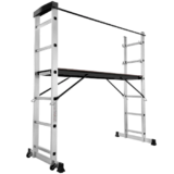 Escalera de Aluminio Multiusos 4 en 1 (escalera simple, escalera de tijera, andamio simple y andamio para desniveles)