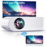 Mini Proyector WiFi YABER V2 (8500 Lúmenes, 1080P Full HD, Android/iOS) [Pantalla de Proyector Incluida]