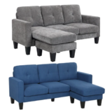 Sofá Chaise Longue Reversible HOMCOM 186x130x84cm (Estructura de Acero, Tapizado en Chenilla)