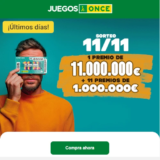 Sorteo 11/11 de la ONCE (11.000.000 € y 11 premios de 1.000.000 €)