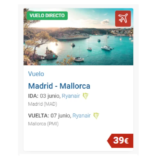 Vuelo Ida y Vuelta a Mallorca desde Madrid (03<->07 Junio)